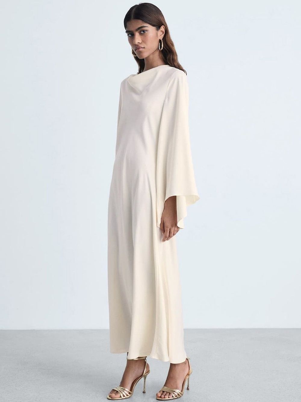 MANGO Long Satin Dress Size S